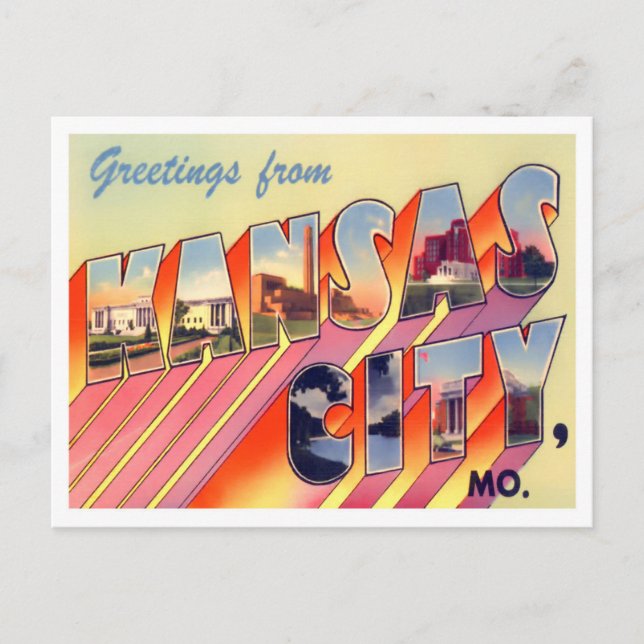 Kansas City, Missouri Vintage Big Letters Postcard (Front)