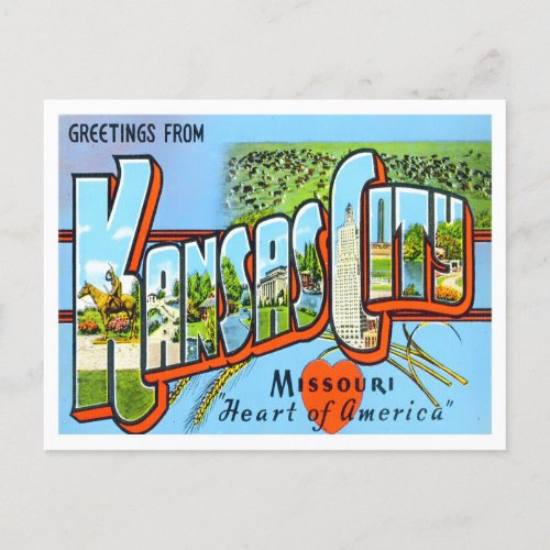 Kansas City Missouri Vintage Big Letters Postcard