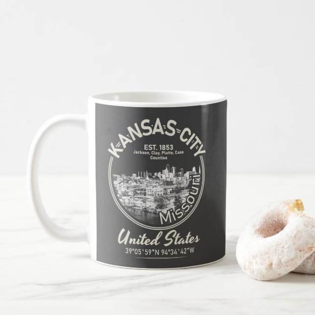 KANSAS CITY - MISSOURI VINTAGE COFFEE MUG (With Donut)