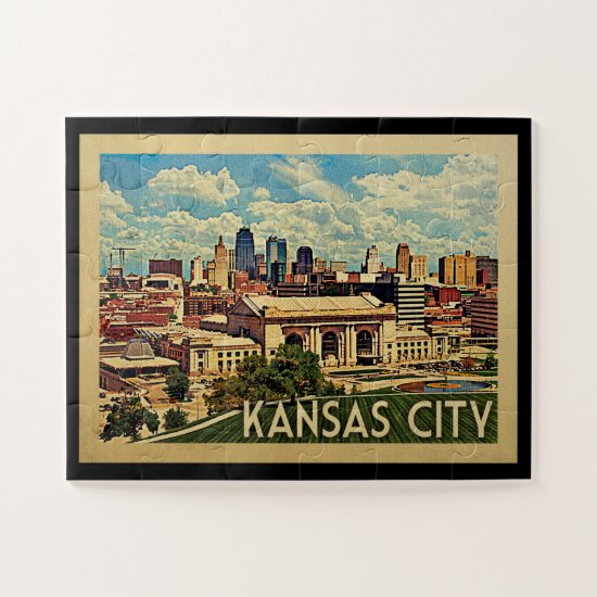 Kansas City Missouri Vintage Travel Jigsaw Puzzle