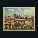 Kansas City Missouri Vintage Travel Postcard<br><div class="desc">Kansas City Missouri design in Vintage Travel style featuring the city skyline view featuring the capitol building.</div>