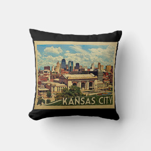 Kansas City Missouri Vintage Travel Throw Pillow