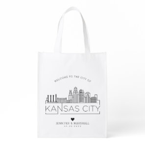 Kansas city, Missouri Wedding | Stylized Skyline Grocery Bag