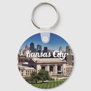 Kansas City Missouri with downtown photo Keychain