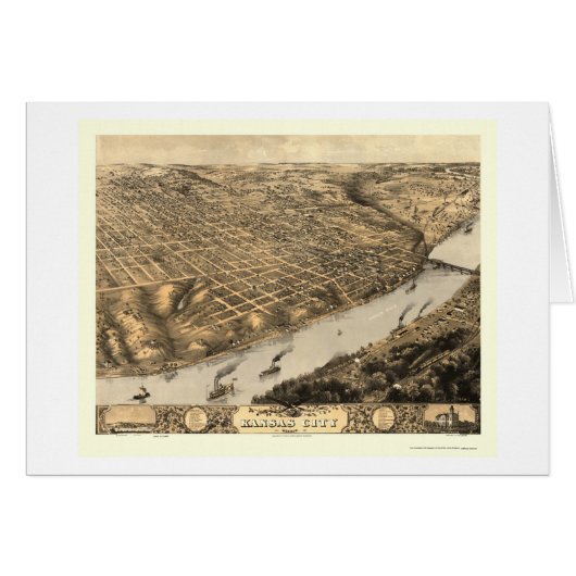 Kansas City, MO Panoramic Map - 1869 Cards (Front Horizontal)