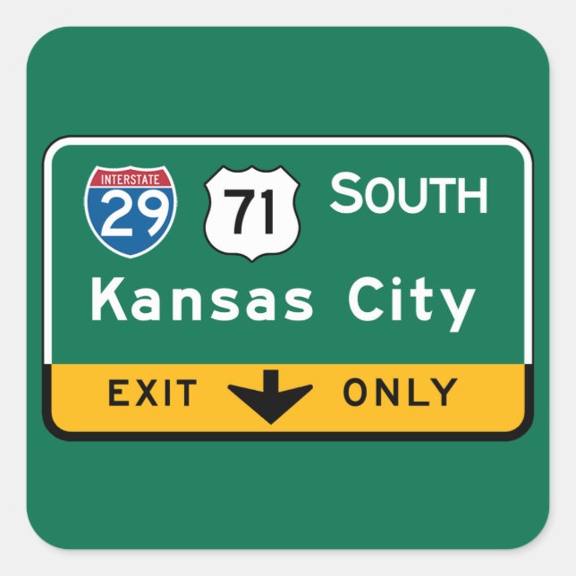 Kansas City, MO Road Sign Square Sticker (Front)