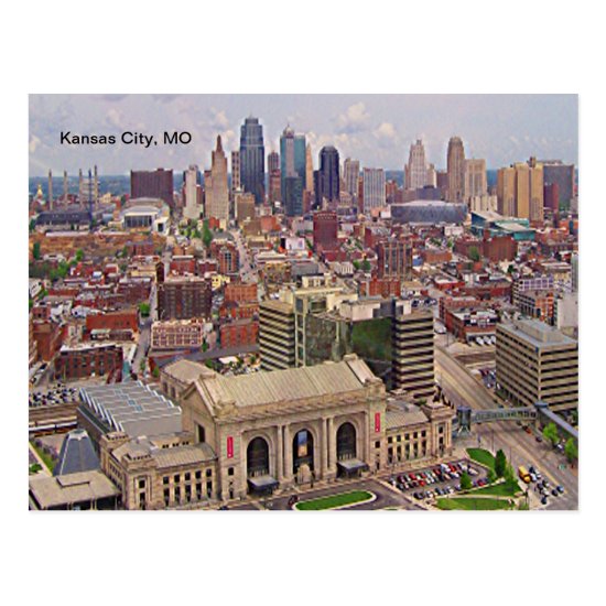 Kansas City MO Skyline Memorial Liberty Area Postcard
