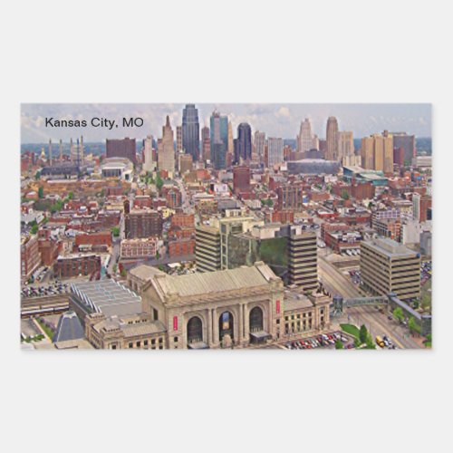 Kansas City MO Skyline Memorial Liberty Area Rectangular Sticker