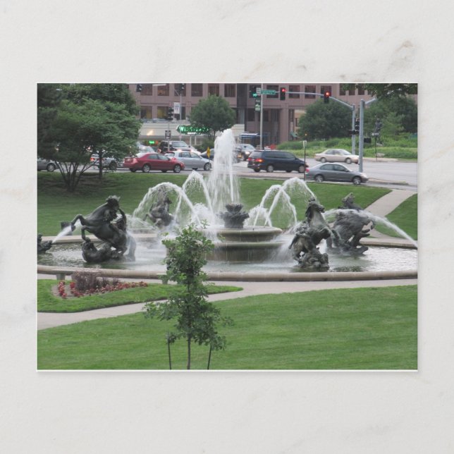 Kansas City Plaza fountain Postcard (Front)