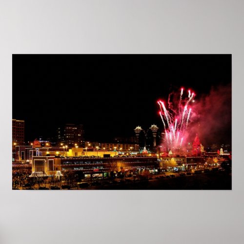 Kansas City Plaza Lights Fireworks 21 x 13 Poster