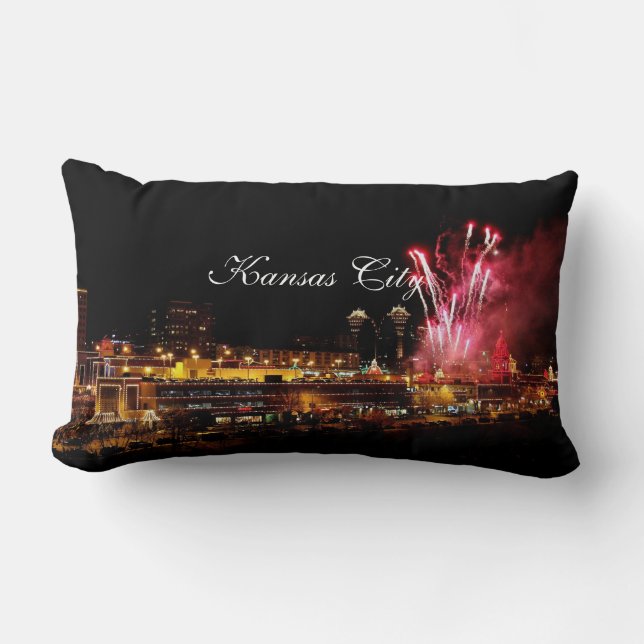 Kansas City Plaza Lights, Fireworks Lumbar Pillow (Front)