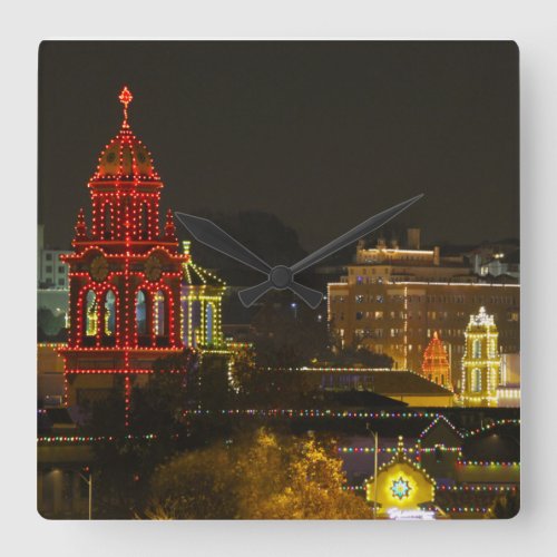 Kansas City Plaza Lights Square Wall Clock