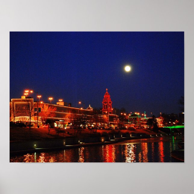 Kansas City Plaza Lights Under a Full Moon Poster (Front)