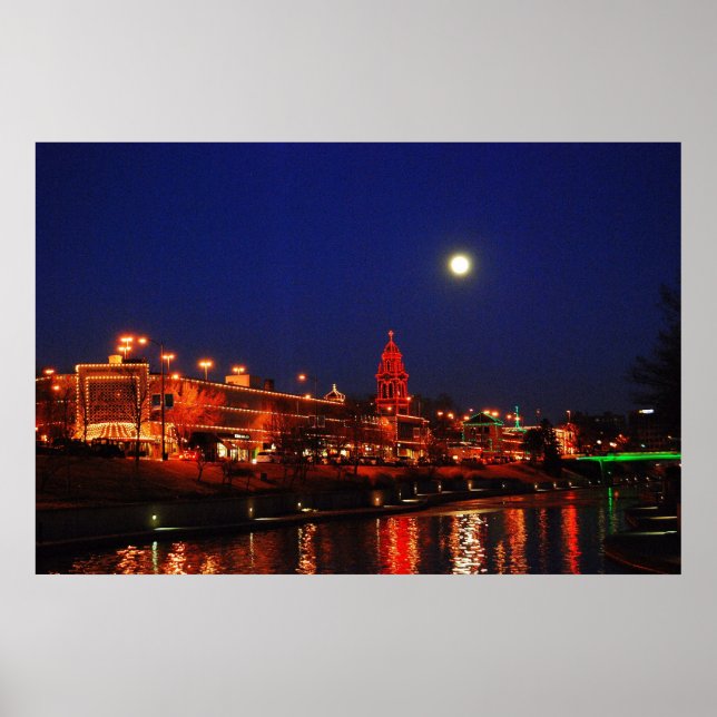 Kansas City Plaza Lights Under a Full Moon Poster (Front)