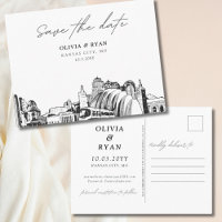 Kansas City Save the Date Postcard Elegant Wedding