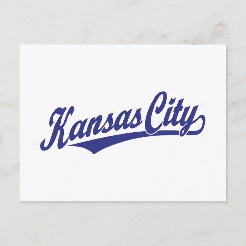 Kansas City script logo in blue Postcard