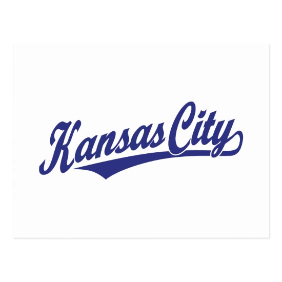 Kansas City script logo in blue Postcard