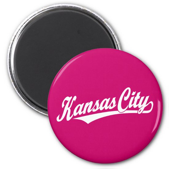 Kansas City script logo in white Magnet