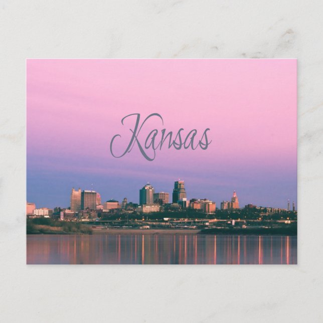 Kansas City Sky Line Sunset Postcard (Front)