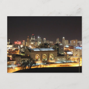 Kansas City Skyline at Night Postcard