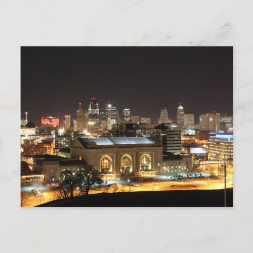 Kansas City Skyline at Night Postcard