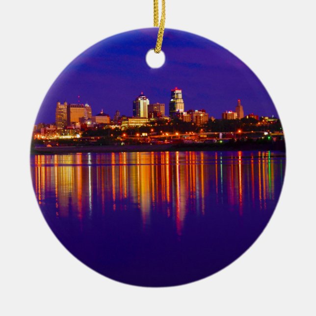 Kansas City Skyline Ceramic Ornament (Front)