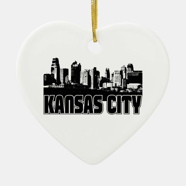 Kansas City Skyline Ceramic Ornament (Front)