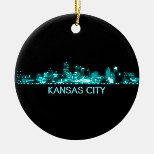 Kansas City Skyline Ceramic Ornament (Front)