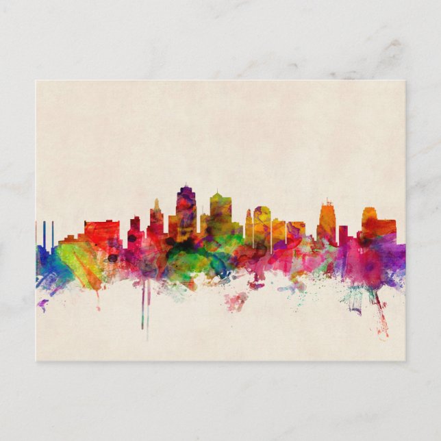Kansas City Skyline Cityscape Postcard (Front)