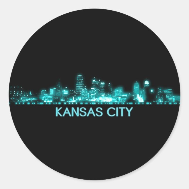 Kansas City Skyline Classic Round Sticker (Front)
