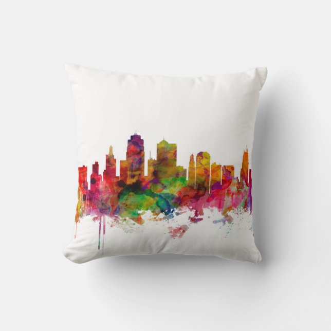 Kansas City Skyline Throw Pillow (Front)