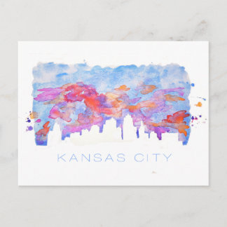 Kansas City Skyline Watercolor Postcard