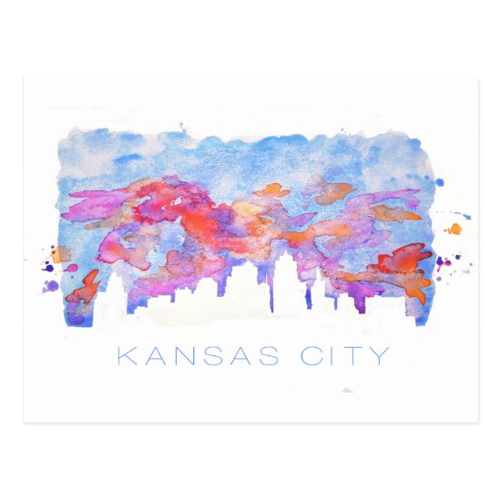 Kansas City Skyline Watercolor Postcard