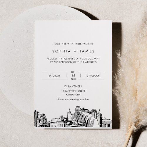 Kansas City Skyline Wedding Invitation with Photo