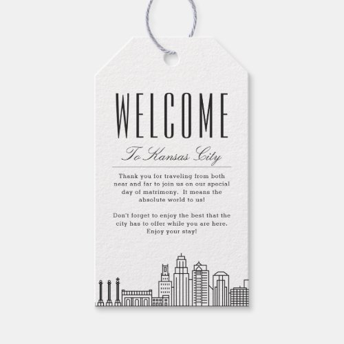 Kansas City Skyline  Welcome Message Gift Tags