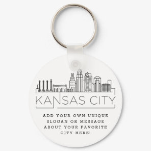 Kansas City Stylized Skyline | Custom Slogan Keychain