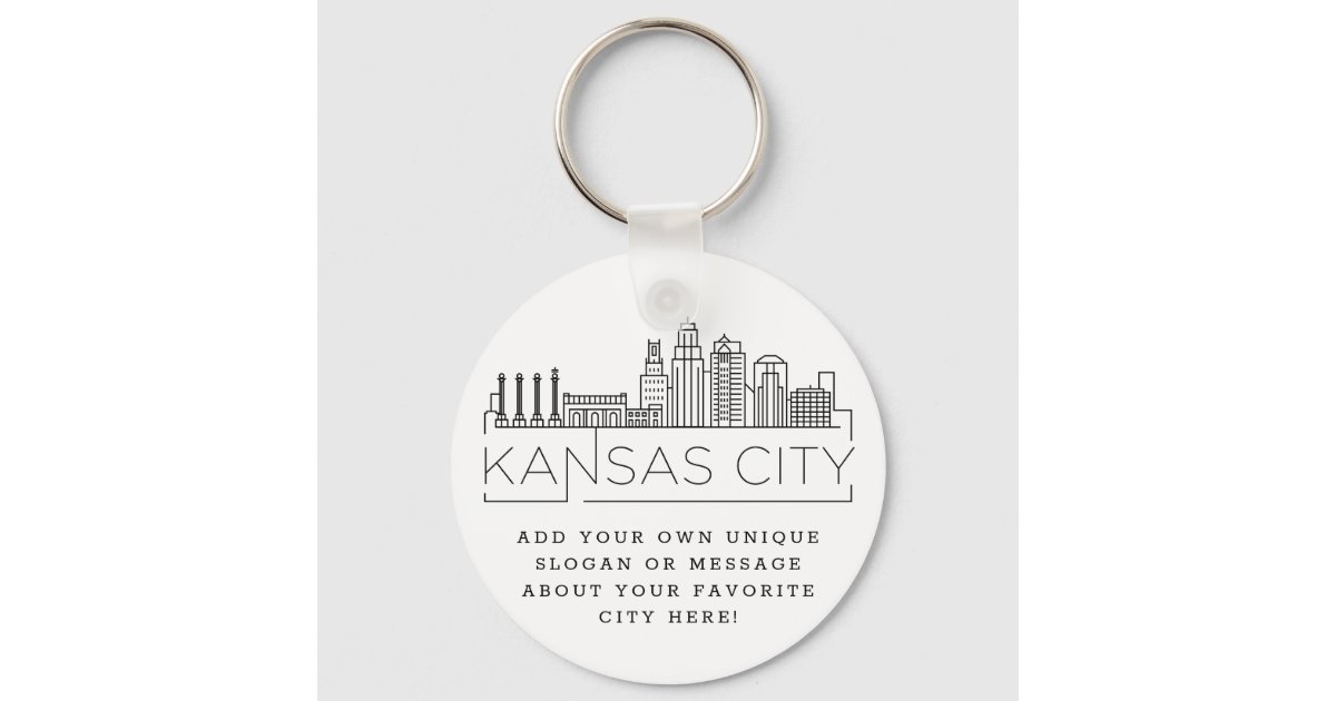 Zazzle Louisville, KY Stylized Skyline Custom Slogan Keychain, Adult Unisex, Size: 2, Black