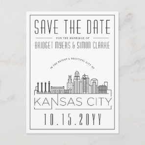 Kansas City | Stylized Skyline Save the Date Postcard