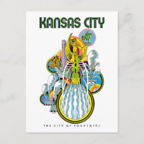 Kansas city the city of fountains postcard