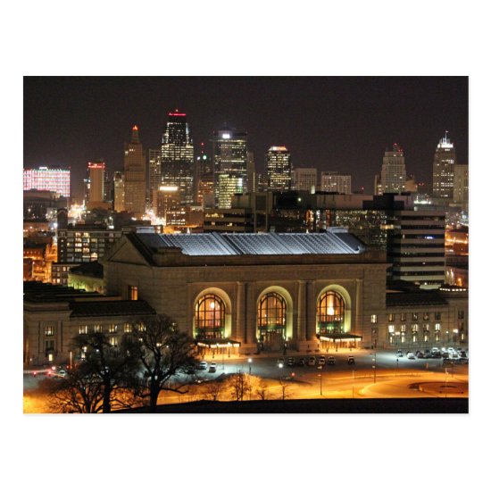 Kansas City Union Station at Night Postcard