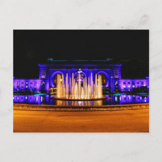 Kansas City Union Station at Night Postcard