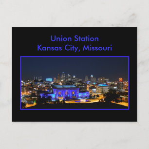 Kansas City Union Station in Blue Postcard