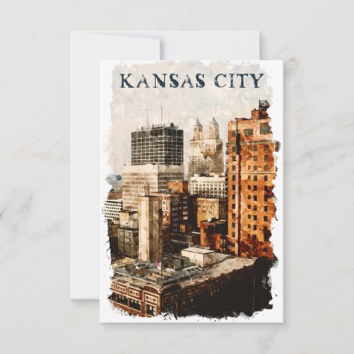 Kansas City Vintage Travel Watercolor  Card