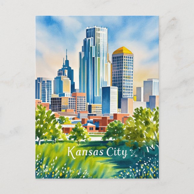 Kansas City water color Postcard (Front)