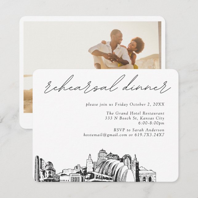 Kansas City Wedding Elegant Rehearsal Dinner Enclosure Card (Front/Back)