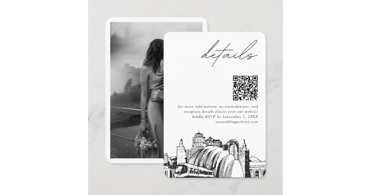 Kansas City Wedding Modern Details QR Code Enclosure Card | Zazzle