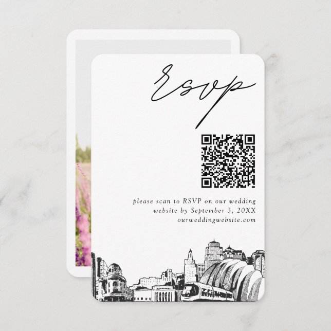 Kansas City Wedding Modern RSVP QR Code Enclosure Card (Front/Back)