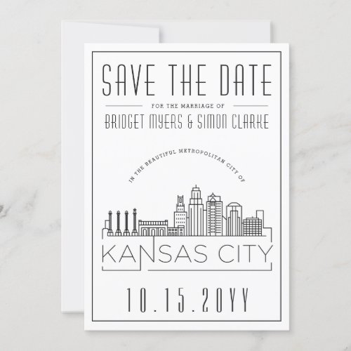Kansas City Wedding Stylized Save the Date Invitation
