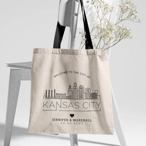 Kansas City Wedding  Stylized Skyline Tote Bag