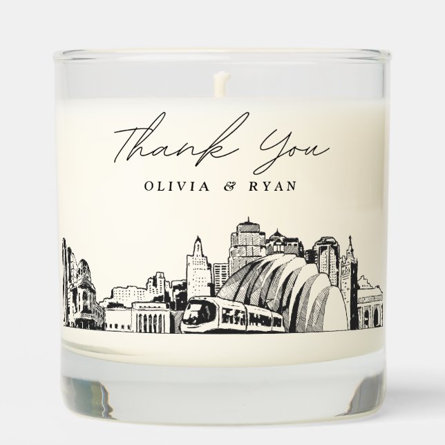 Kansas City Wedding Thank You Gift Custom Candle (Front)